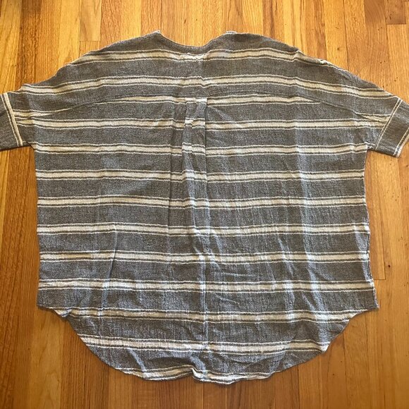 We The Free Grey/Cream Oversized High/Low Short Sleeve Top - Small - Picture 3 of 3